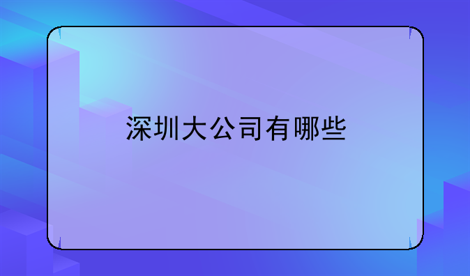 一個(gè)人的公司注冊(cè)哪種公司類型好？__深圳大公司有哪些