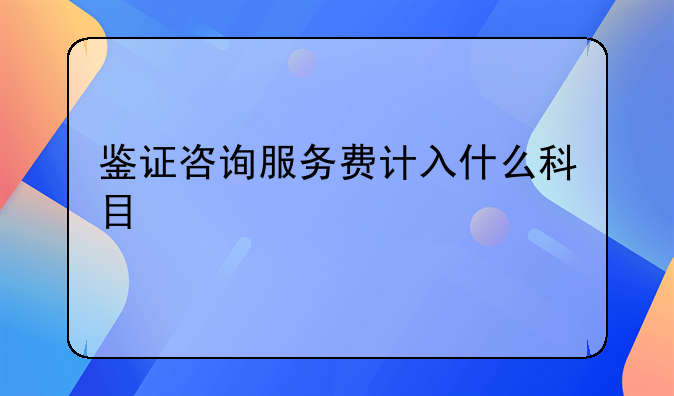 鑒證咨詢服務(wù)費計入什么科目