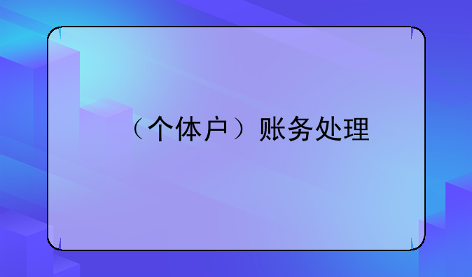 （個體戶）賬務(wù)處理