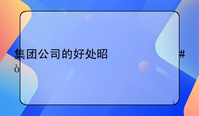 集團(tuán)公司的好處是什么？