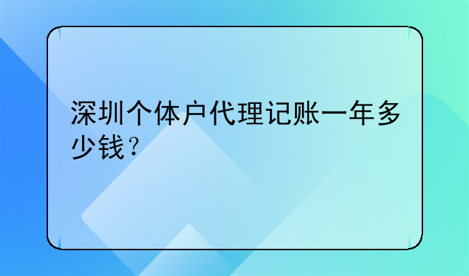 深圳個體戶代理記賬一年多少錢？