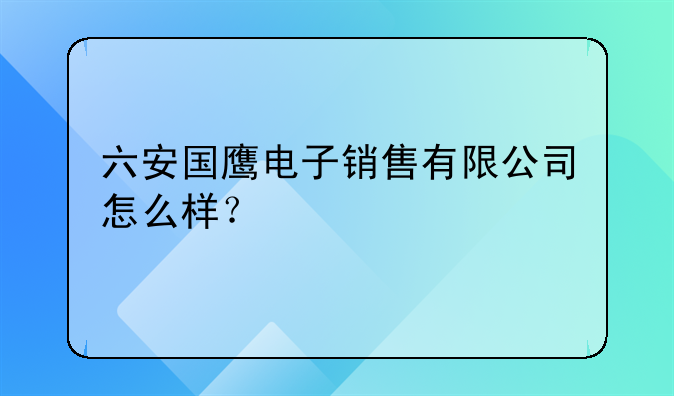 六安國鷹電子銷售有限公司怎么樣？