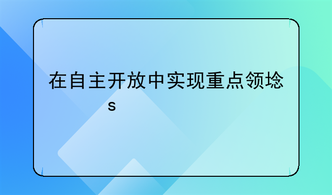 在自主開放中實現(xiàn)重點領(lǐng)域“破冰”