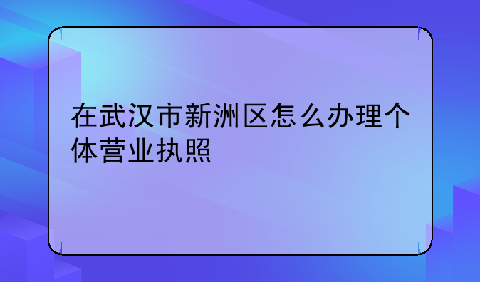 在武漢市新洲區(qū)怎么辦理個體營業(yè)執(zhí)照