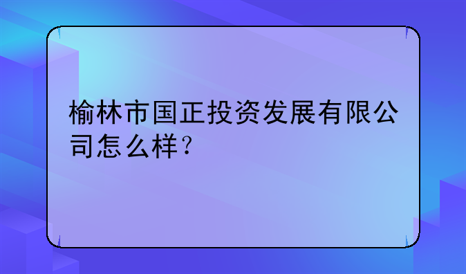 榆林市國(guó)正投資發(fā)展有限公司怎么樣？